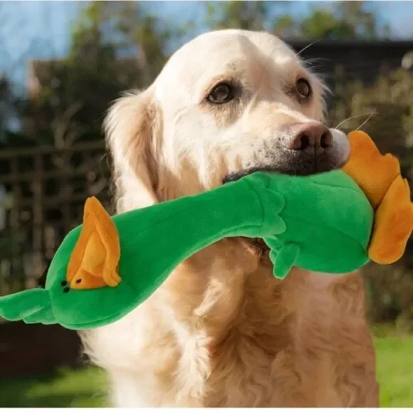 TrustyPup Green Plush Long Neck Duck Dog Toy - Picture 6 of 16